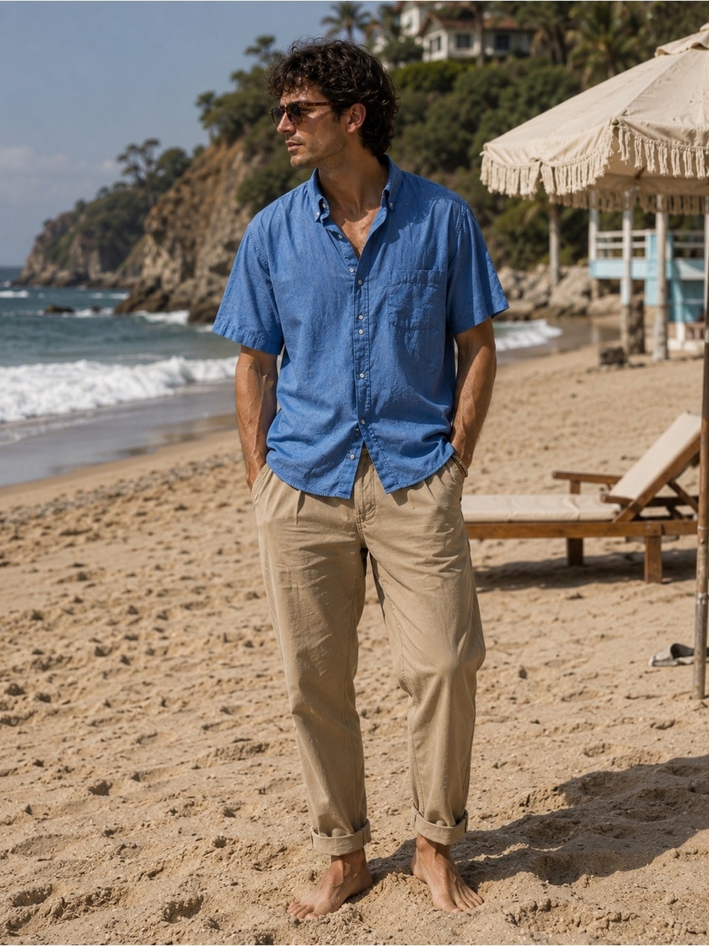 Men's Blue Short‎ Sleeve Button Down Shirt Cotton Casual Summer Essential XL